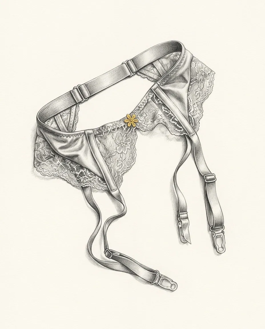 Graphite artwork symbolising Garter Belt Fetish