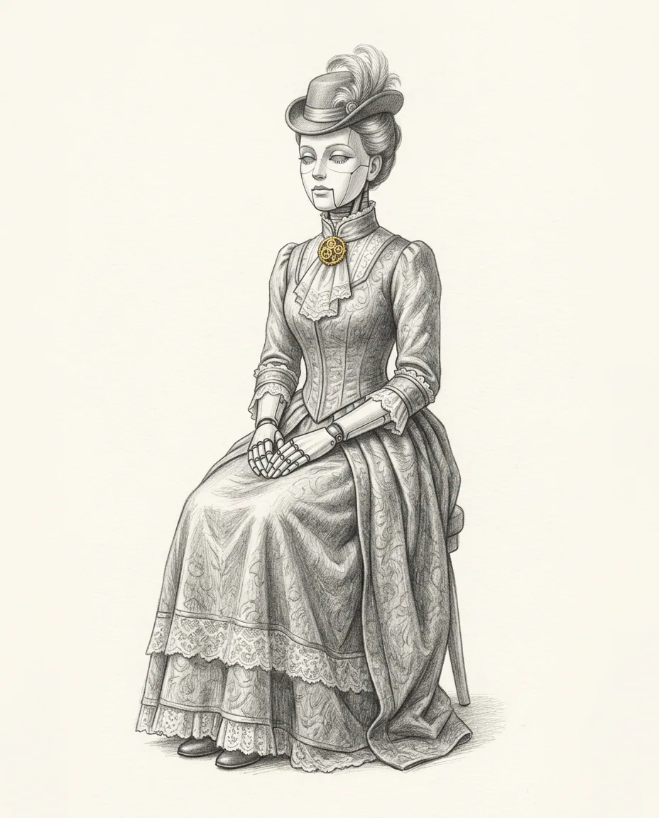 Graphite artwork symbolising Robot / Doll Fetish