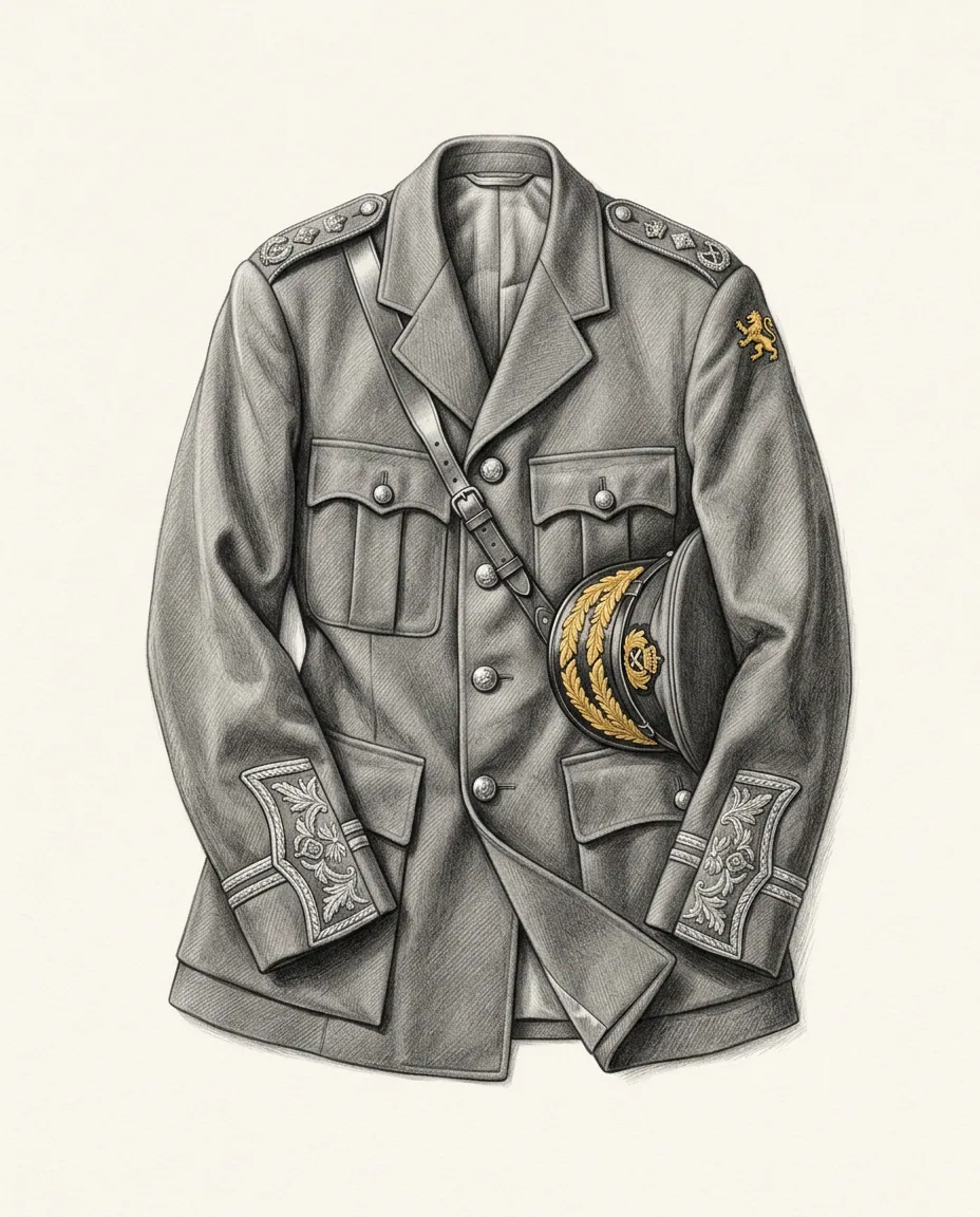 Graphite artwork symbolising Uniform Fetish