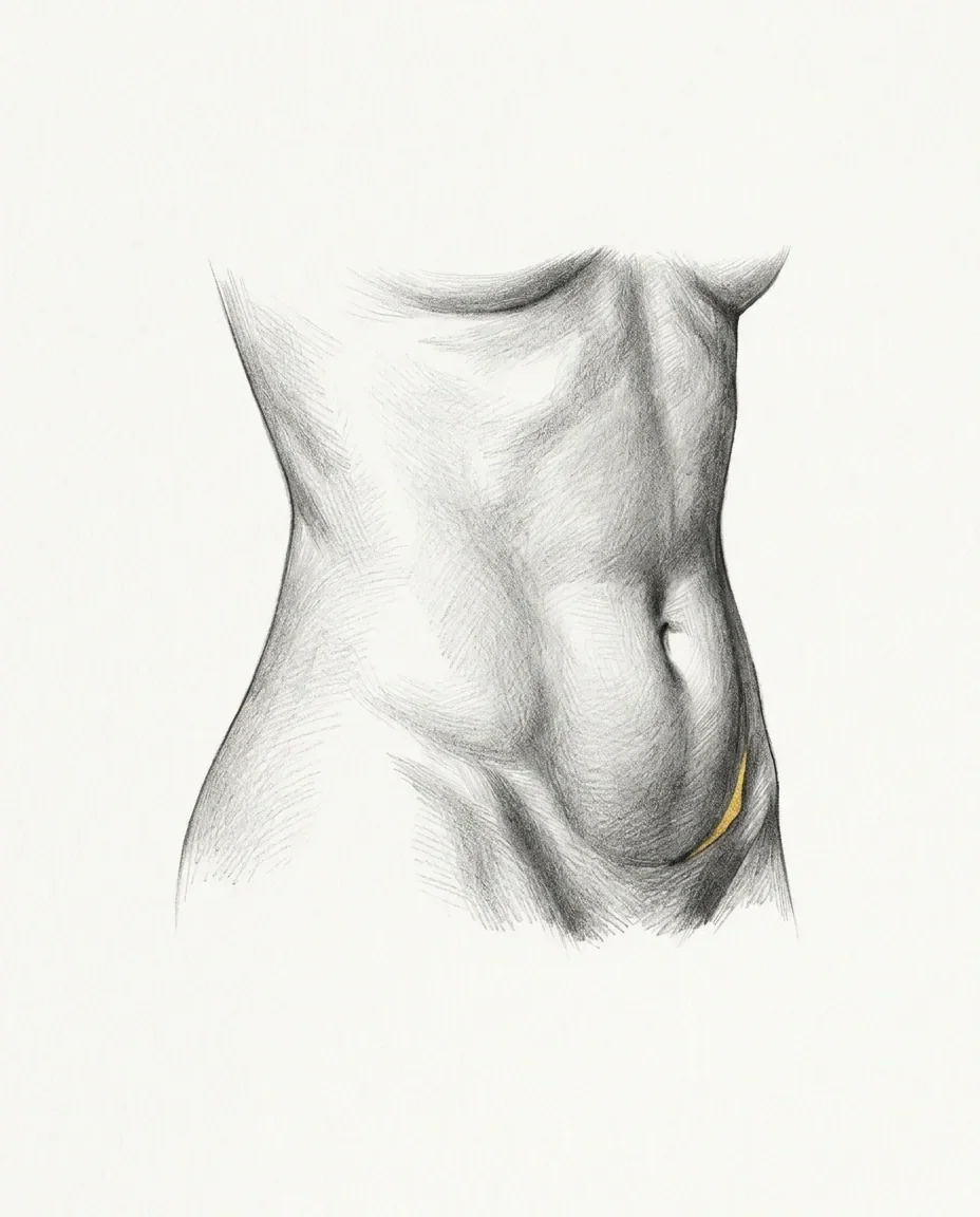 Graphite artwork symbolising Belly Fetish