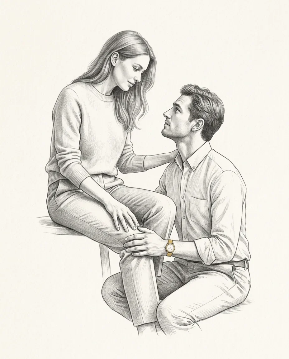 Graphite artwork symbolising Clothed Sex (CFNM / CMNF)