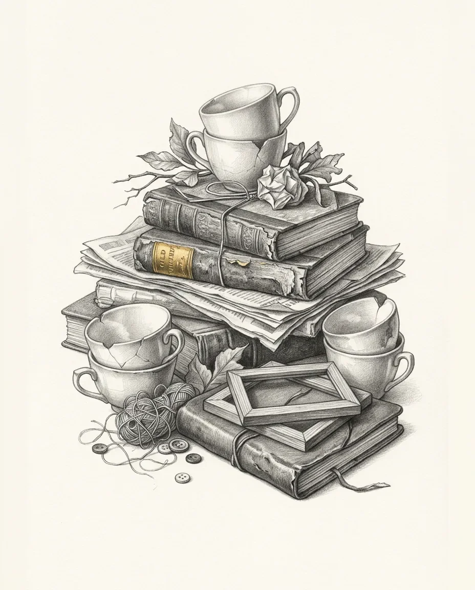 Graphite artwork symbolising Compulsive Hoarding
