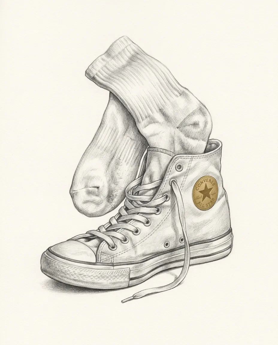 Graphite artwork symbolising Foot Odor Fetish