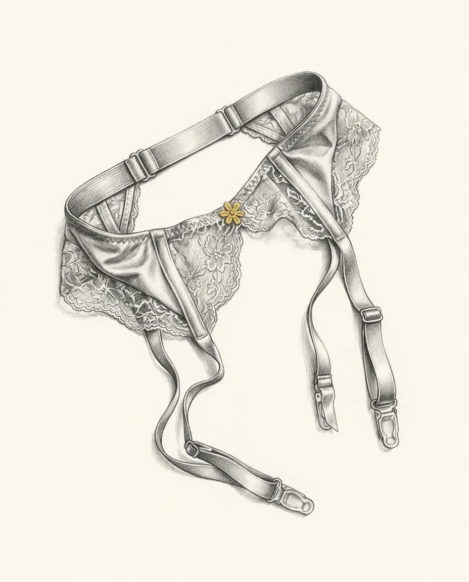 Graphite artwork symbolising Garter Belt Fetish