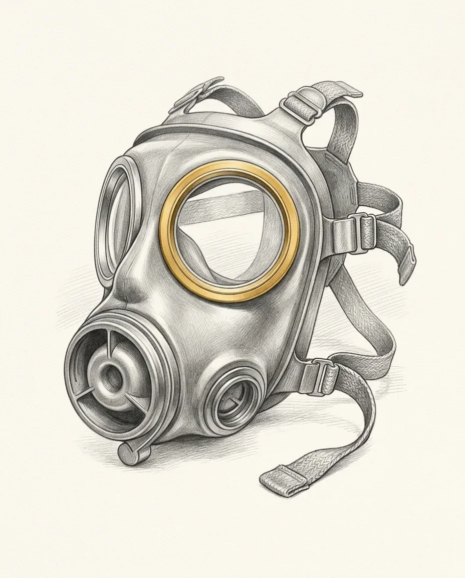 Graphite artwork symbolising Gas Mask Fetish