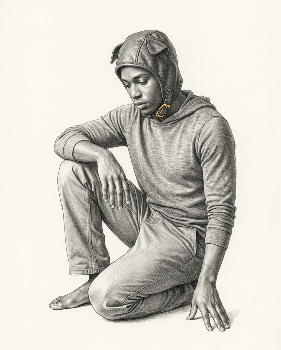 Graphite artwork symbolising Human Pup Play