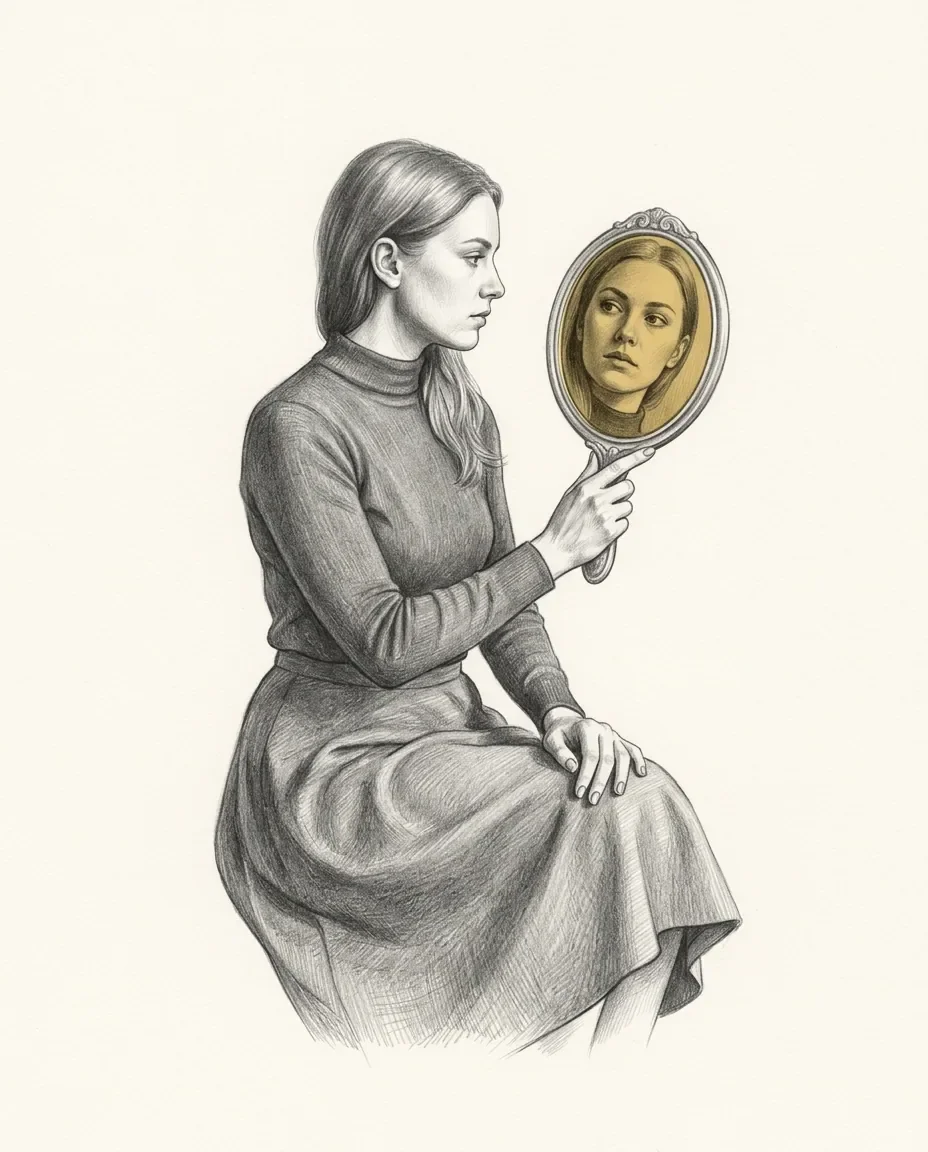 Graphite artwork symbolising Mirror Fetish
