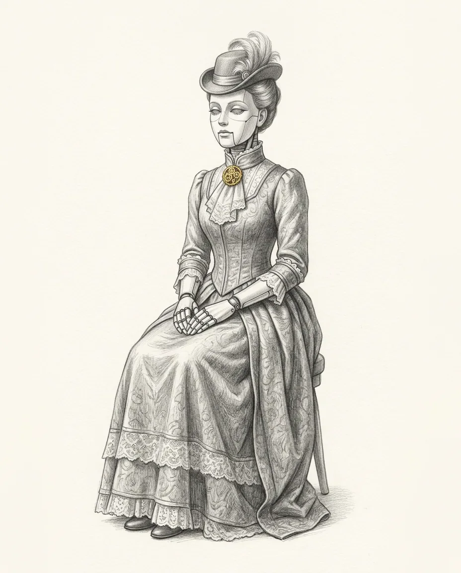 Graphite artwork symbolising Robot / Doll Fetish