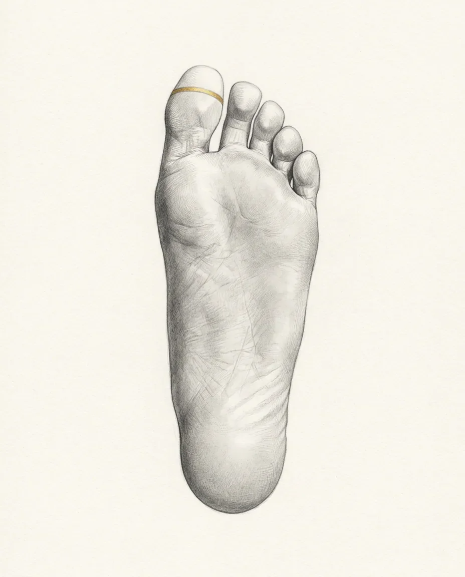 Graphite artwork symbolising Sole Licking